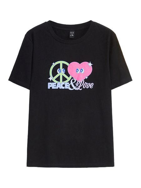 

x savedasclo heart & letter graphic tee 929w#, White