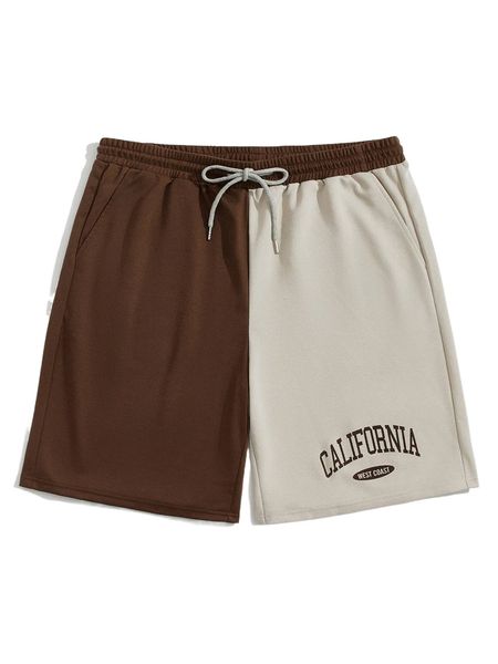 

romwe guys letter colorblock shorts s1ue#, White;black