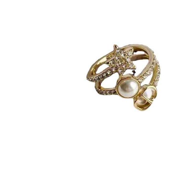 

pearl star open ring women's fashion simple three, Silver