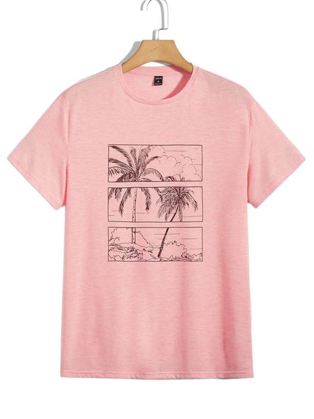 

men tropical print drop shoulder tee a0qk#, White;black