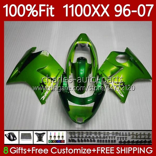 Fairings de molde de injeção para Honda Blackbird CBR1100 CBR 1100xx 1100 xx CC 96-07 114NO.104 CBR1100XX 96 97 99 99 00 01 02 03 04 05 06 07 Metal Verde 1100cc 1996 2007