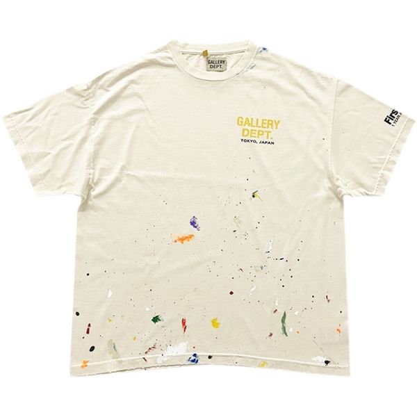 

shirt gallerydepts designer gd beautiful fashion worn round neck letter print splash ink loose casual men's and women's short slee, White;black