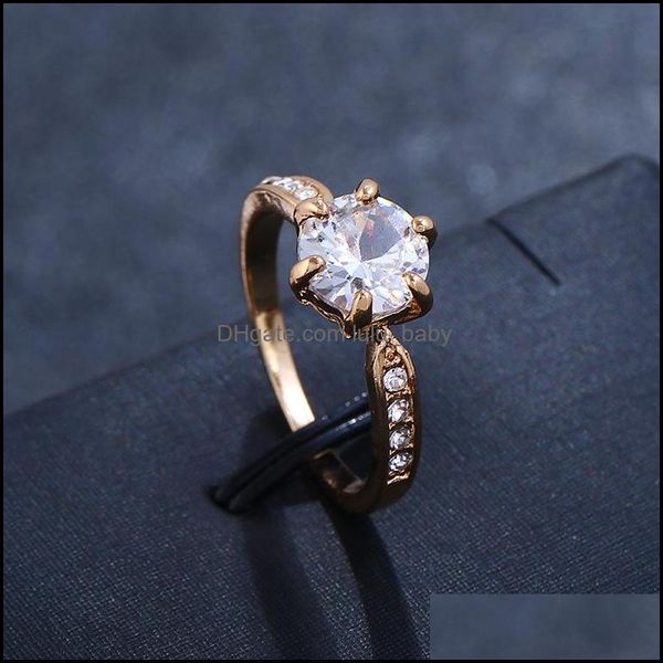 Bandringe Hersteller Großhandel Sechs Klaue Farbe Kristall Zirkon Ring für Frauen Hochzeit Schmuck Drop Lieferung 2021 Baby DH4VV