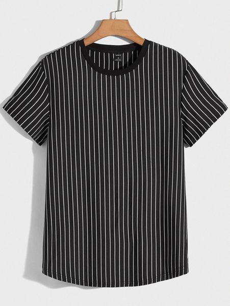 

men striped round neck tee o3qi#, White;black