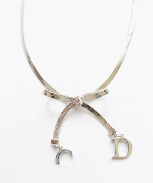 

factory direct brand golden replenishment d family medieval vitage flat snake chain clavicle necklace simple fashion necklace, Silver