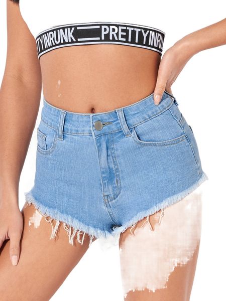 

petite raw hem denim shorts 58yr#, White;black