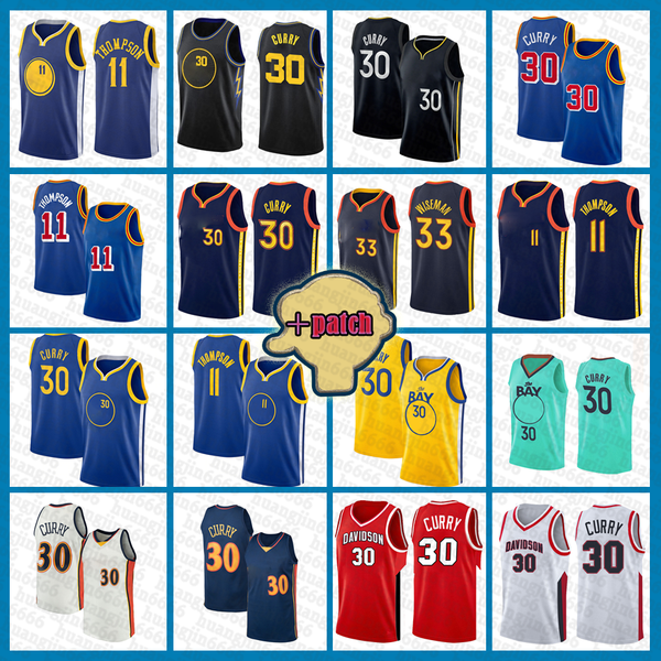 

2022 patch basketball jerseys stephen30 curry klay11thompson mens shirts s-xxl, Black;red