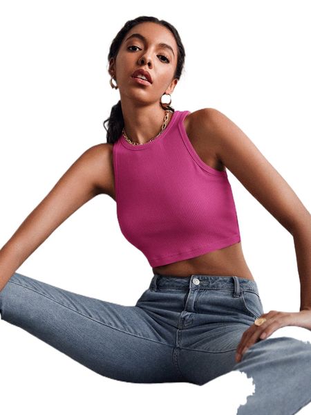 

solid crop tank n47i#, White