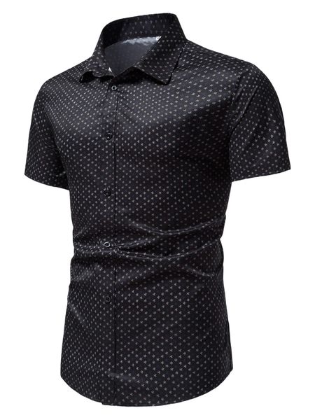 

men allover print shirt c3l5#, White;black