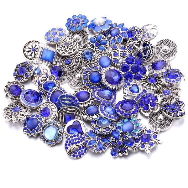 Karışık rhinestone çiçek çırpma düğmesi mücevher bileşenleri gümüş 18mm metal çıtçıt düğmeleri fit bilezik bileklik noosa