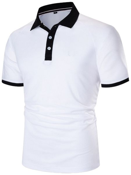 

men contrast trim polo shirt d0tz#, White;black