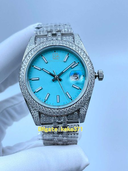 2 stili Moda uomo orologio 126334 41mm montre diamante Acciaio inossidabile quadrante blu cielo Movimento meccanico automatico orologio da polso cinturino Giubileo orologi da uomo