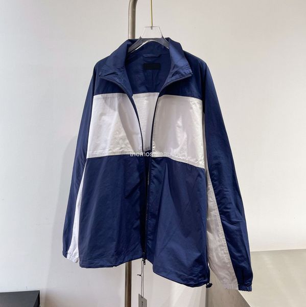 

women's jackets home b paris blue and white color blocking zipper stitching small letter embroidery submachine jacket for men women, Black;brown