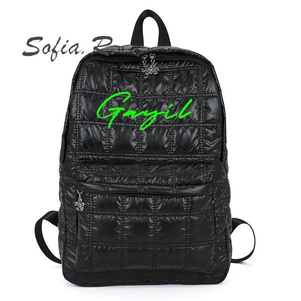 

backpack women s korean version fashion space cotton diamond embroidery thread large capacity down school bag 220817