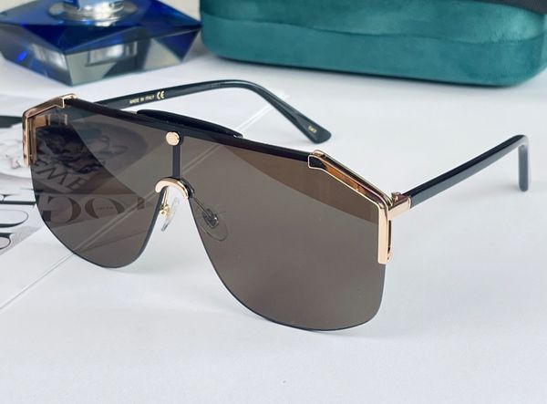 Flat Top Shield Pilotensonnenbrille Goldbraune Linse Damen Herren Mode Sonnenbrille Shades UV400 Protecton Brillen mit Box