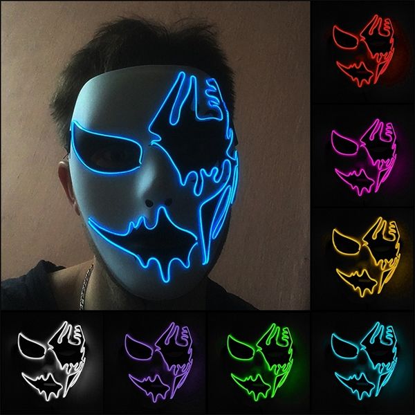 Glow Party Cosplay Maske Neon Maske Led Maske Masque Masquerade Party Masken LED Leuchten Requisiten Glow In The Dark Kostüm Liefert 220716