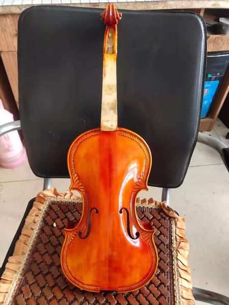 

european wood 4/4 size violin hand carved flower without accessoires