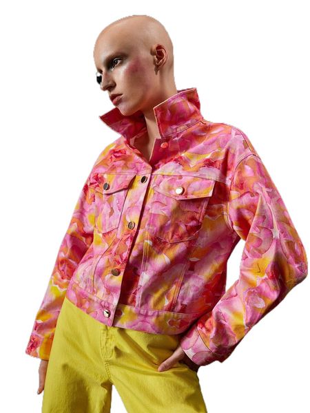 

x meg capaldi-tallon tie dye button up flap pocket jacket h5z8#, Black;brown