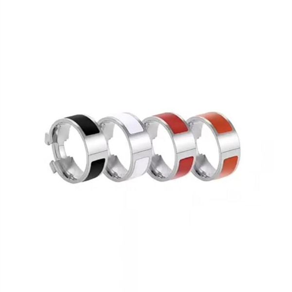 

titanium steel 18k gold plated and silver h enamel color ring for women and men306k
