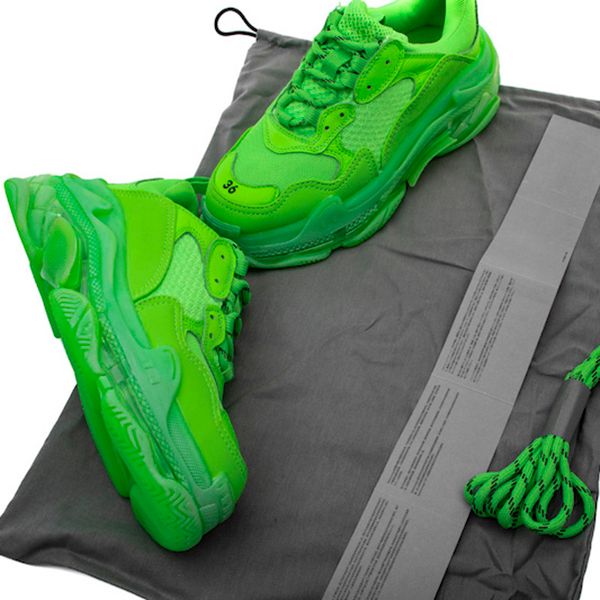 TopTriple S scarpe verde neon Triple S Sneakers per donna Uomo Grandpa Trainer Vintage Dad Shoes clear bubble Bottom 17colors big size NO8