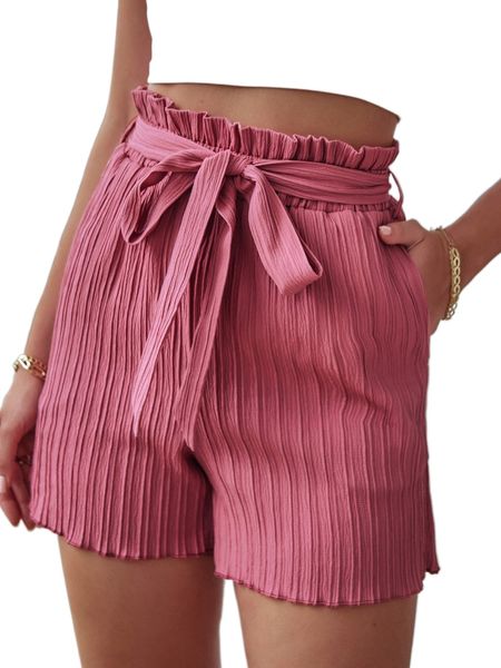 

paper bag waist belted shorts r5zd#, White;black