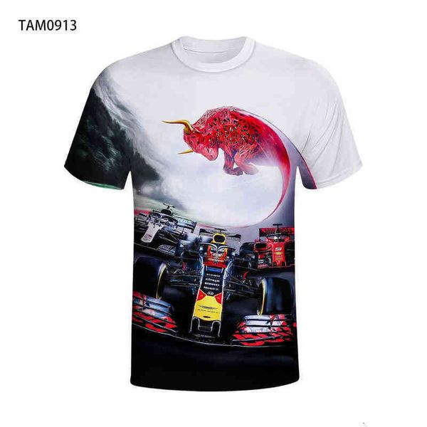 

f1 racing car 2021 summer new 3d printing men's and women's personalized loose short sleeve children's simple leisure t-shirt, White;black