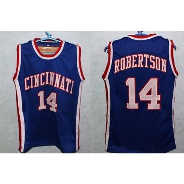 CHEN37 RARO MENINOS MENINOS RAROS JOVENS #14 Oscar Robertson Cincinnati Blue Basketball Jersey Size S-5xl ou personalizado qualquer nome ou número Jersey