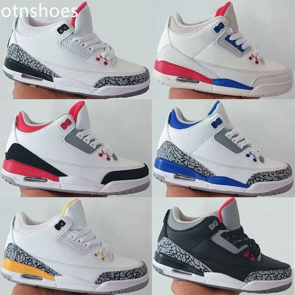 

2022 boys girls 3 basketball shoes youth kids iii tennis shoes blue red silver grey black sneakers size 26-35