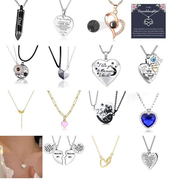 

pendant necklaces love crystal necklace heart rhinestone gold chain for women amhem, Silver