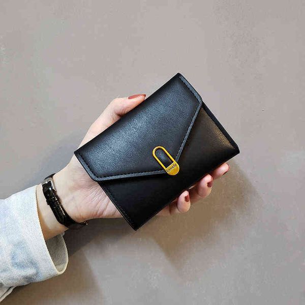 

card bag zero wallet ins simple women's women's short small wallet women's wallet trend 220721, Red;black