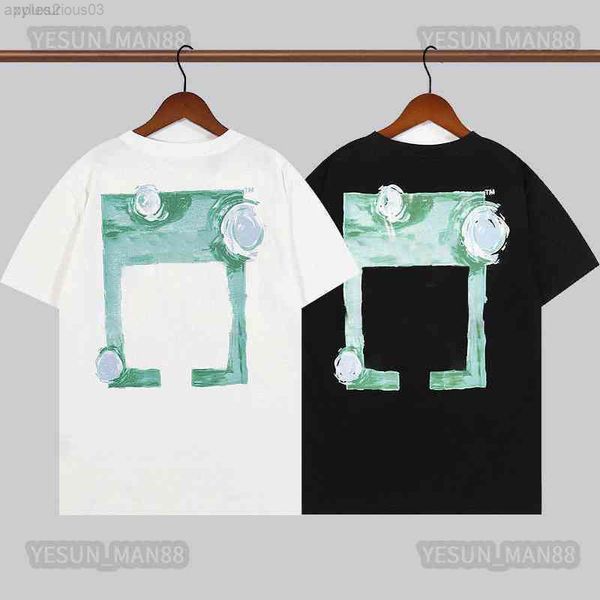 

digner luxury summer off classic green graffiti printed t shirt fashion mens and womens couple short sv white black tee