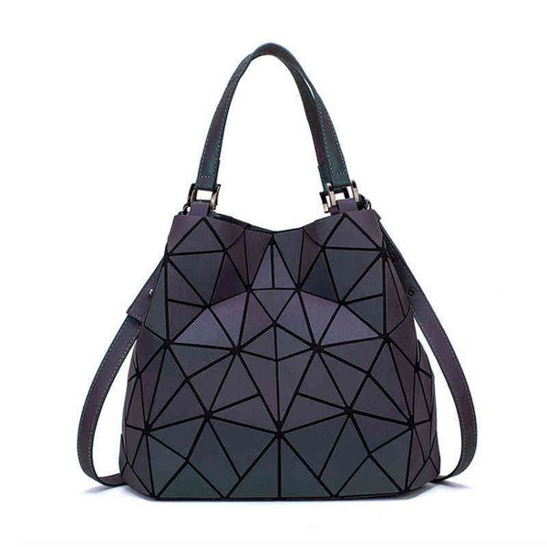 Borsa tote luminosa Borse geometriche riflettenti olografiche per donna Borse a tracolla trapuntate Borse femminili Bolsa Feminina 220711