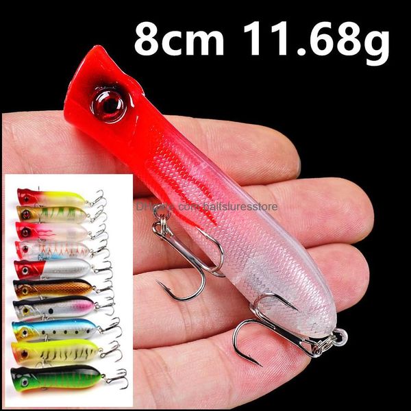 

baits lures fishing sports outdoors 10 color 8cm 11.68g popper hooks fishhooks 6 hook lure hard pesca tackle bu31 drop delivery 2021 mw