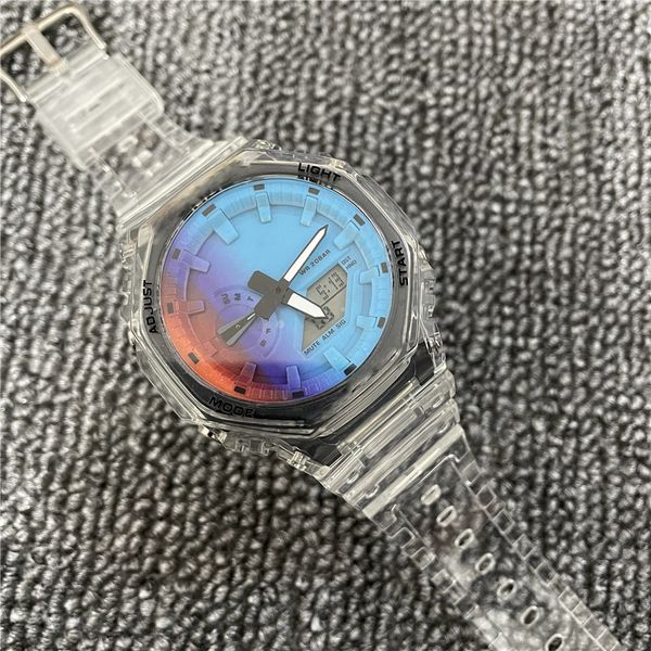 Высококачественные мужские спортивные часы 2100 серии Quartz светодиодные двойные водонепроницаемы