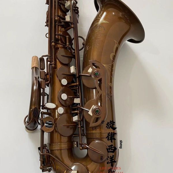 Ретро Тенор Саксофон Марк 6 Античная медная раковина кнопка BB Tone Tenor Saxophone Woodwind инструмент с аксессуарами