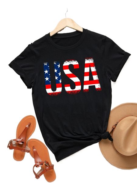 

plus americana letter graphic tee q9jd#, Black