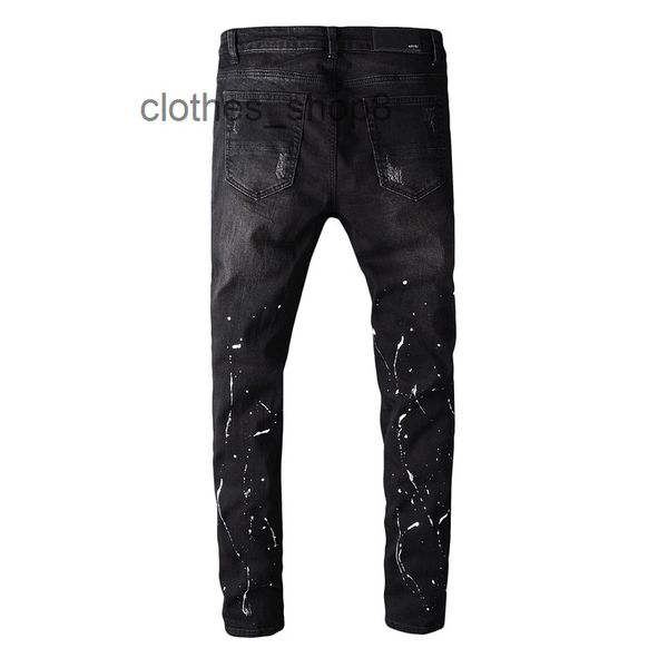 

designer mens jeans pants trend a miryy high street fashion brand new black hole patch red diamond elastic slim feet 616htrs, Blue