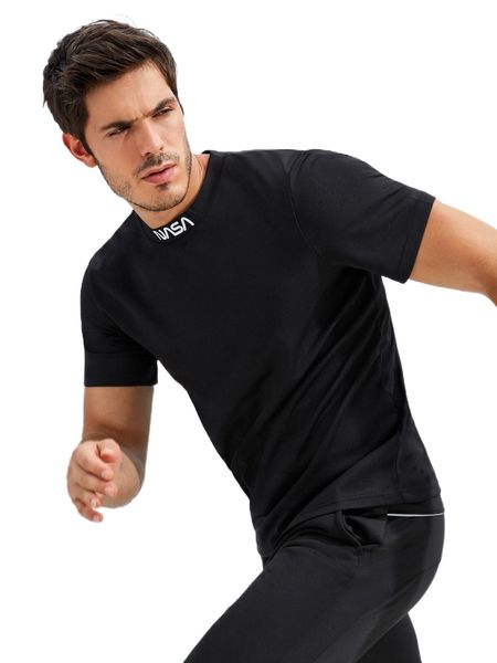 

men slogan graphic sports tee u2xh#, White;black