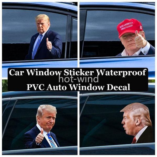 2024 Seçim Trump Çıkartmaları Araba Çıkartmaları Komik Afiş Bayrakları Sol Sağ Pencere Soyulabilir Su Geçirmez PVC Çıkartması Parti C0622X2 Malzemeleri
