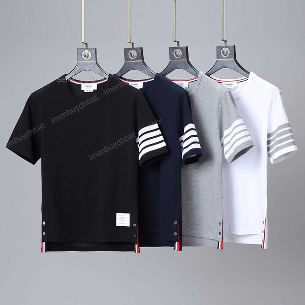 

22 fashion luxury brand tb-thom short sleeve t shirts round neck yarn dyed four bars, White;black