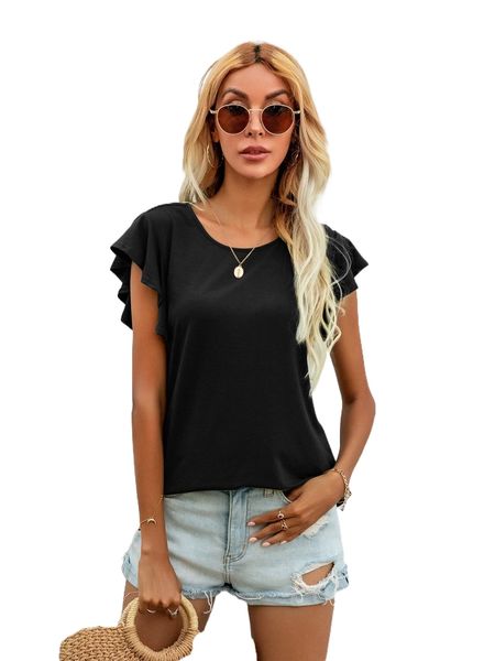 

dearcase solid flutter sleeve tee o4f7#, White