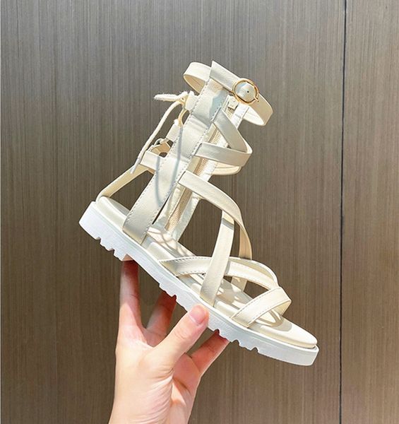 

sandals women summer new beach fashion casual open toe gladiator style narrow band black rome leather flat sandals