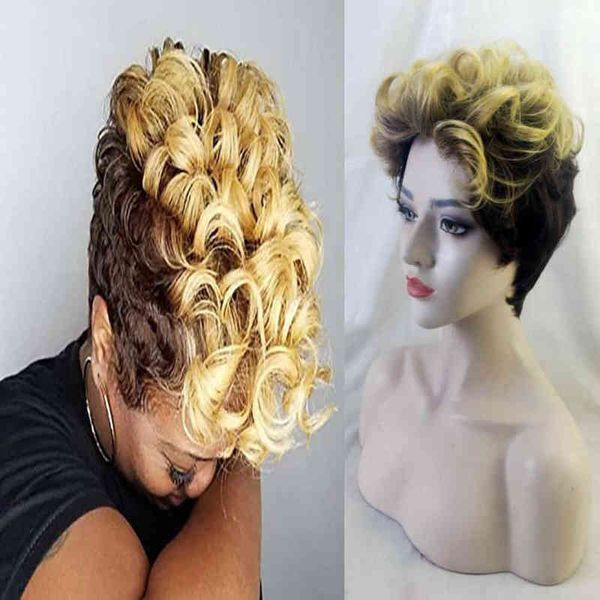 

nxy hair wigs synthetic hair women short curly african american wig 0505, Black