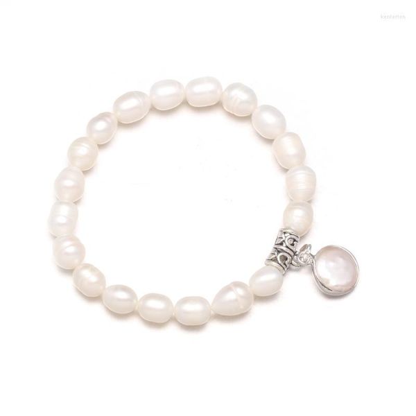 Fili di perline Bracciale di alta qualità Bracciale rigido 8-9 mm Braccialetti di perle d'acqua dolce naturali Comodo da indossare per le donne Gi romantico Kent22