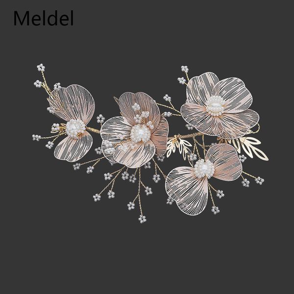

wedding jewelry golden copper petal hair band bride wedding headdress millet beads handmade dress accessories 220804, Slivery;golden