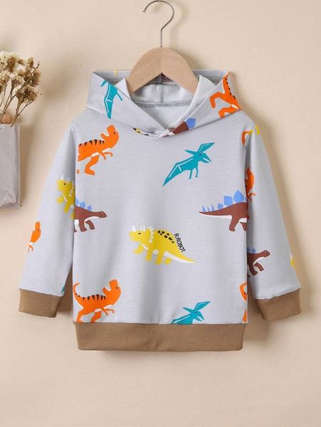 

toddler boys dinosaur print hoodie she, Black