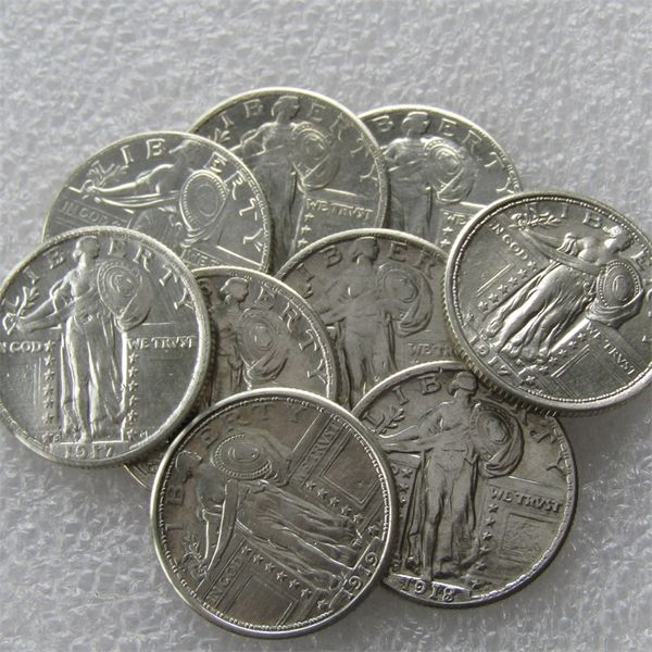 90 % Silber US 1916-1924-P-S 9 Stück Standing Liberty QUARTER DOLLARS Bastelkopie Münze Herstellung von Metallstempeln