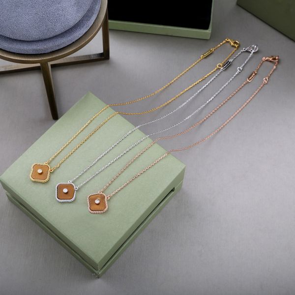 

fashion jewelry designer chain diamond necklace clover necklaces womens jewlery gold chains jewellery link collier colliers pendant pendants, Silver