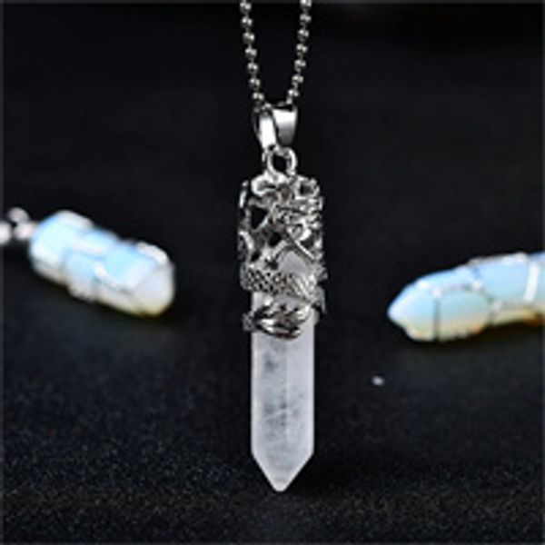 Bela Limpeza DIY Clear Quartz Pendulum Opala Chakra Pingente Namorada Reiki Meditação Crystal Pendulum Divinate Divinate Colar Decoração