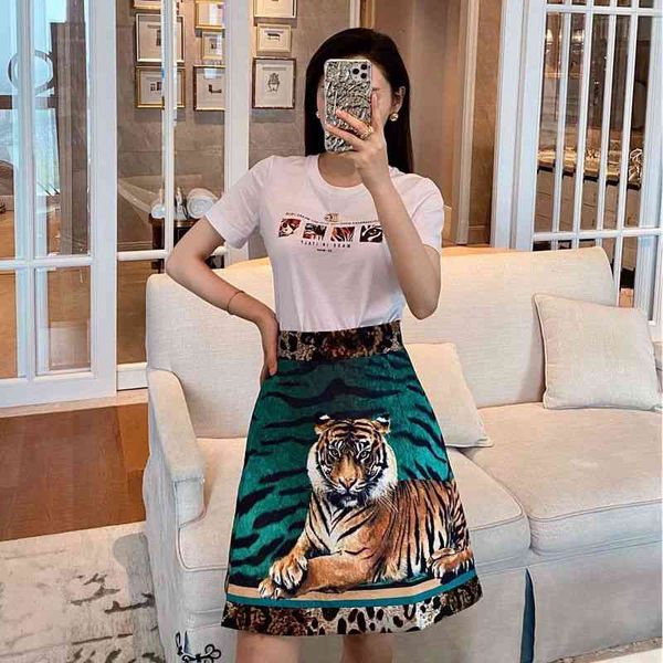 

skirts amazing y version d family du skirt jia tiger printed jacquard leopard print silk lined a-line short, Black